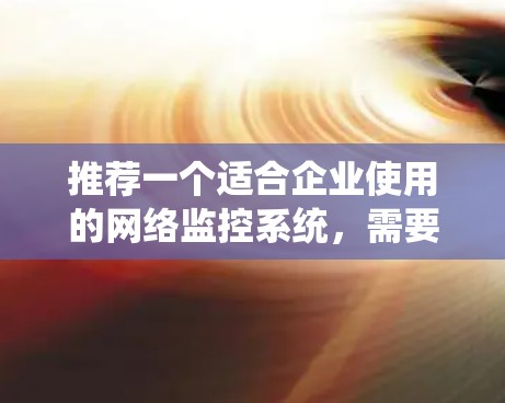 推荐一个适合企业使用的网络监控系统,需要综合考虑监控范围、功能、易用性、安全性和成本等多个方面。以下是一些推荐和建议 推荐一个适合企业使用的网络监控系统,需要综合考虑监控范围、功能、易用性、安全性和成本等多个方面。以下是一些推荐和建议